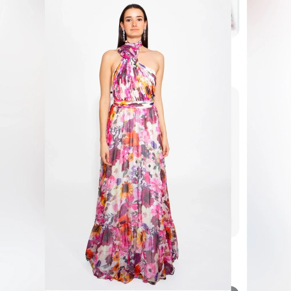 NEW Mac duggal white pink red Floral gown size 10 - Picture 1 of 13